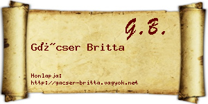 Gácser Britta névjegykártya